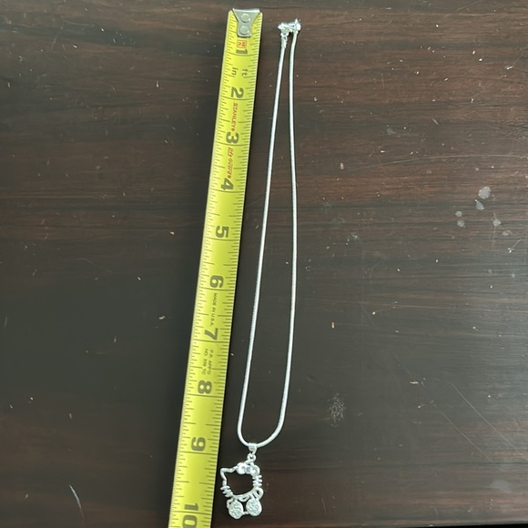 Hello Kitty Silver Plated Crystal Pendant Necklace 18" Chain Light Purple Bow - Picture 7 of 12